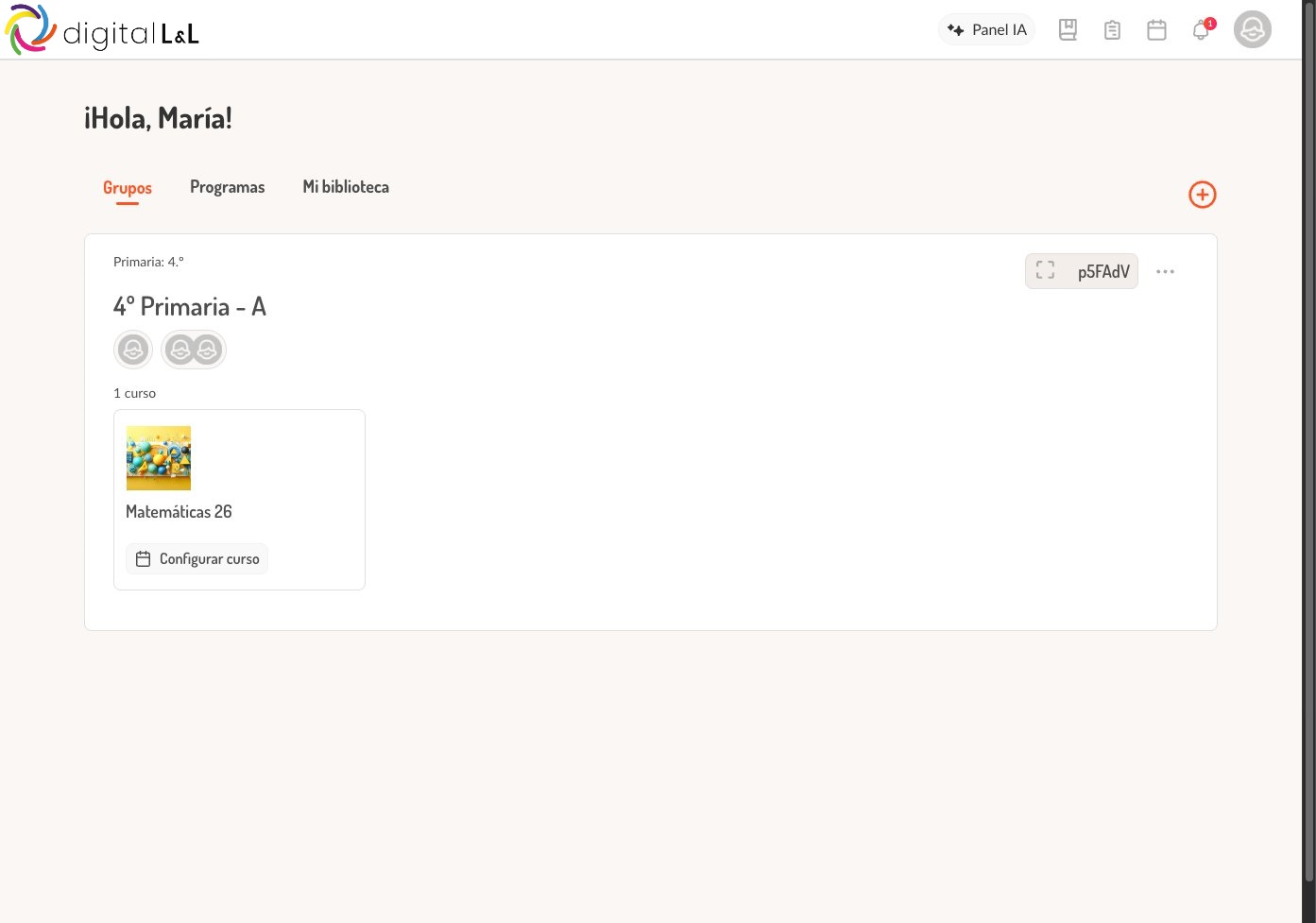 Tarjeta de curso con el botón Configurar curso visible en la parte inferior