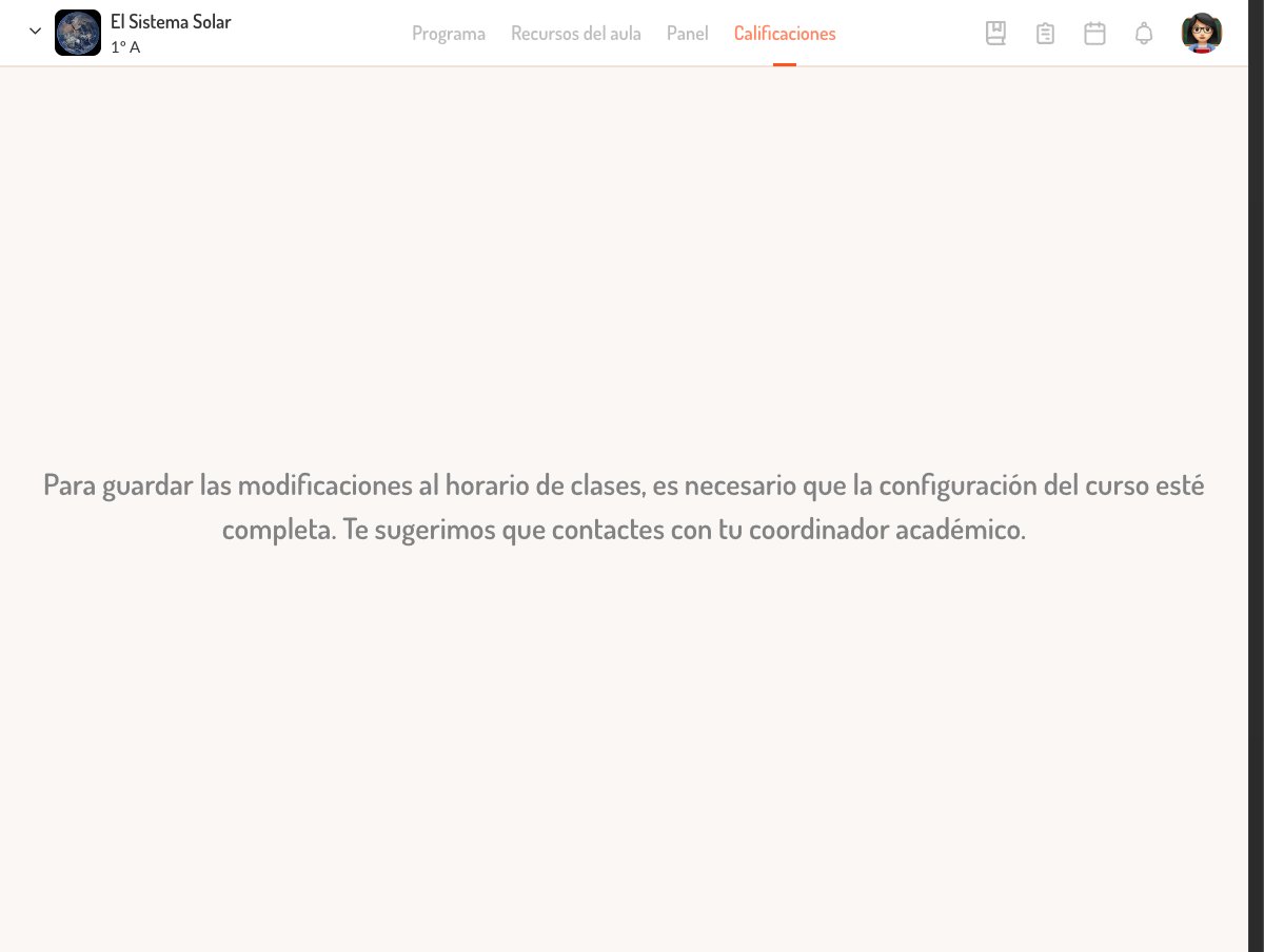 Vista de Calificaciones del curso