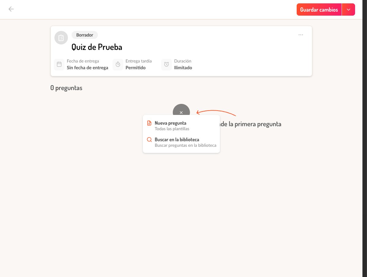 Menú para agregar pregunta