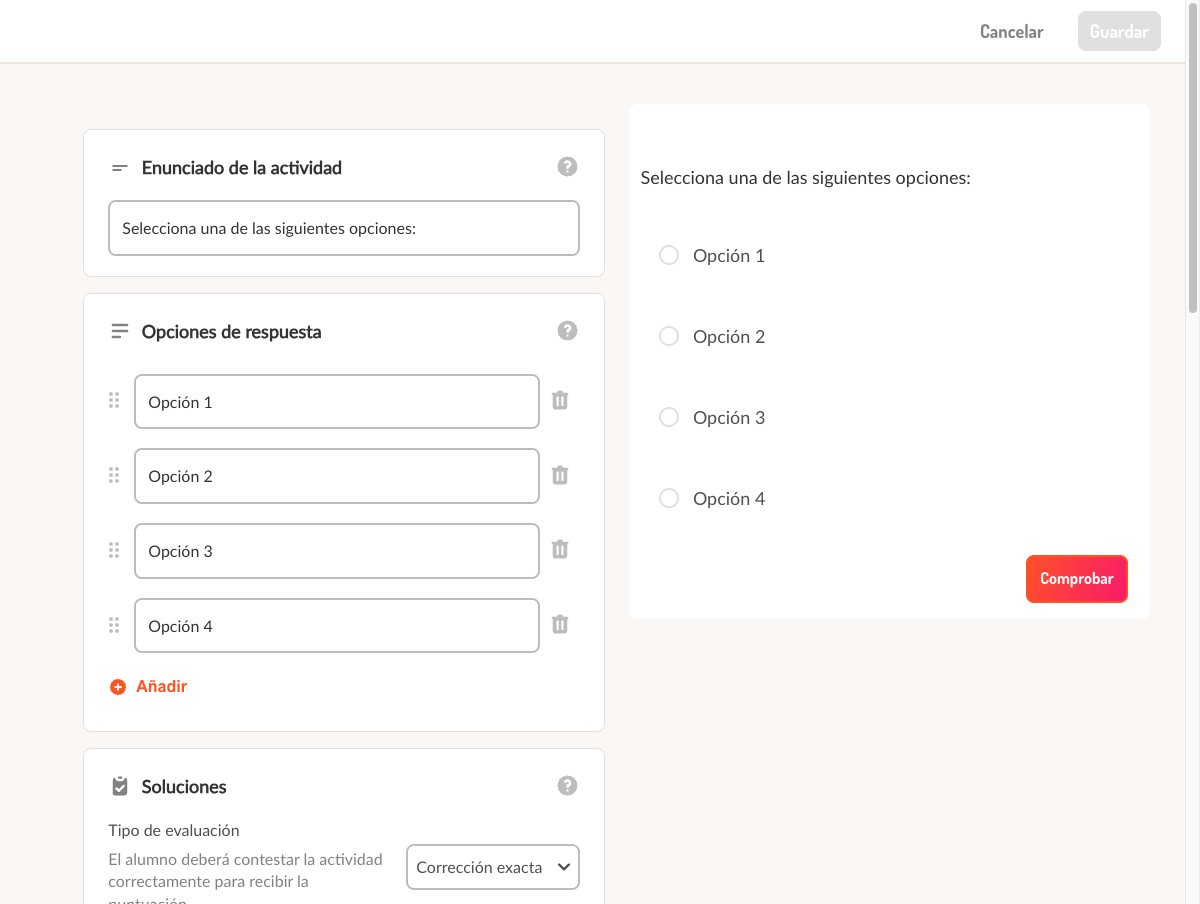 Editor Lemonade para pregunta de respuesta única