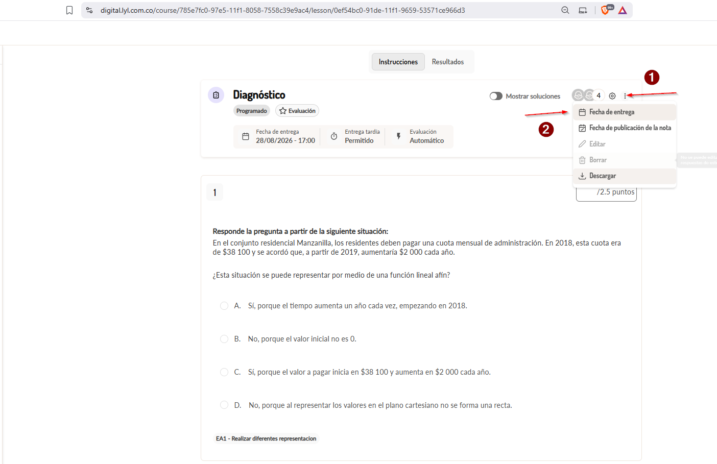Pantallazo - Opciones de configuración de fecha