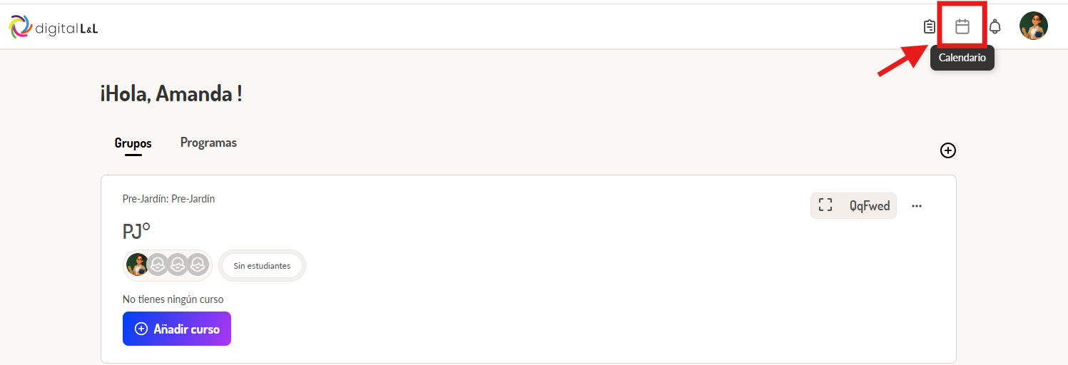 Pantallazo acceso al calendario