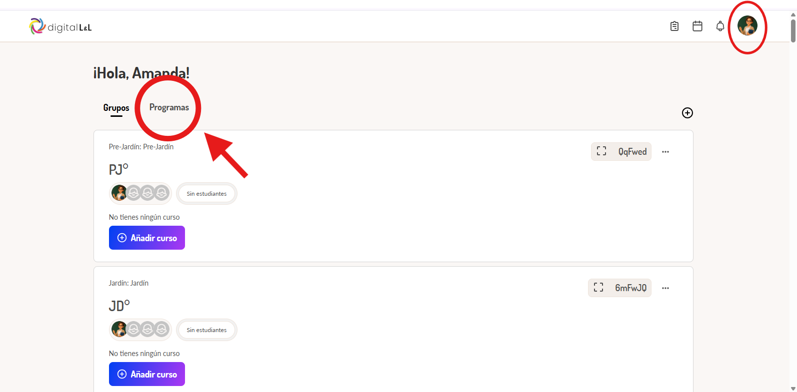 Pantallazo de vista de programas