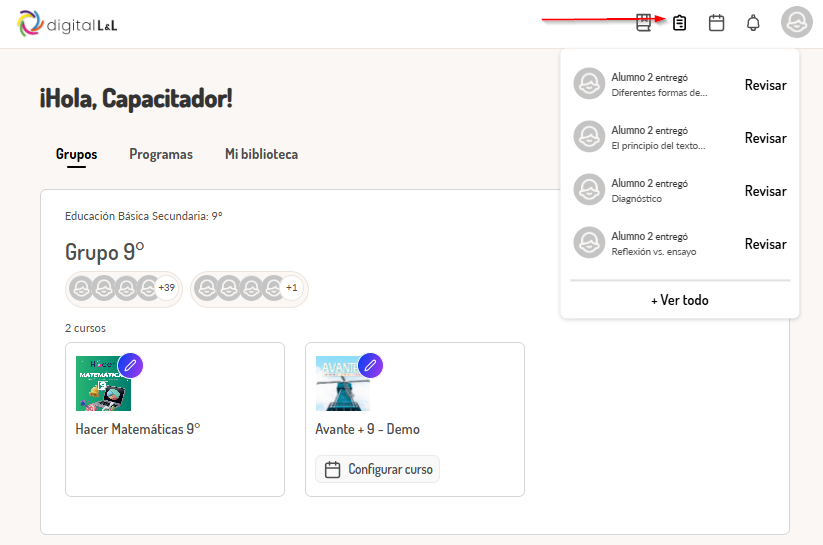 Acceso rápido desde tareas