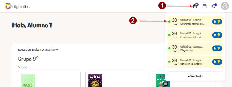 Notificaciones y menú de tareas